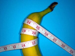 banana and centimeter symbolize an enlarged penis